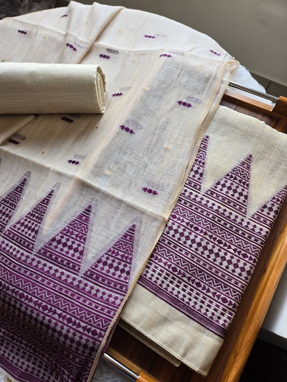 Handwoven Muga Cotton Unstitched Suit Set with Dupatta