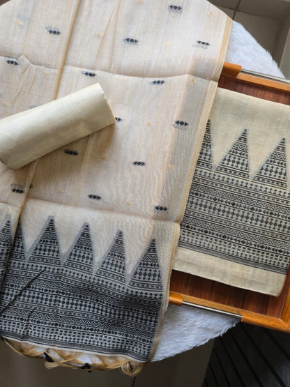 Handwoven Muga Cotton Unstitched Suit Set with Dupatta
