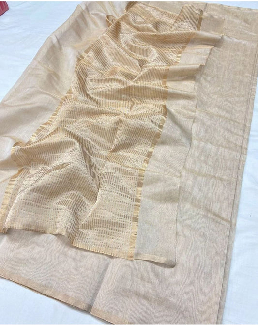 Maheshwari Tissue Saree with Zari Border