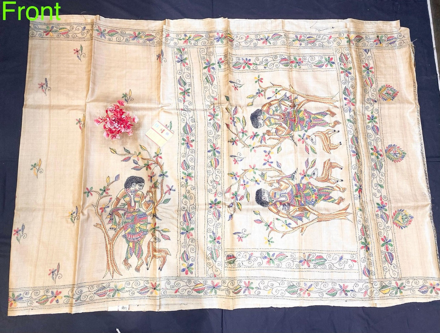 Pure Tussar Silk Katha Marwahi Saree