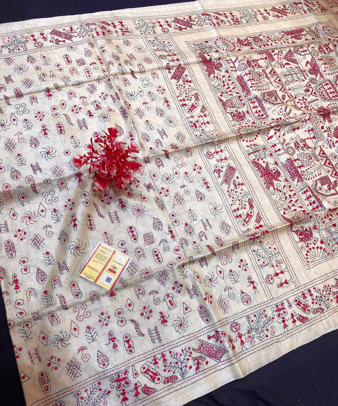 Pure Tussar Silk Katha Marwahi Saree