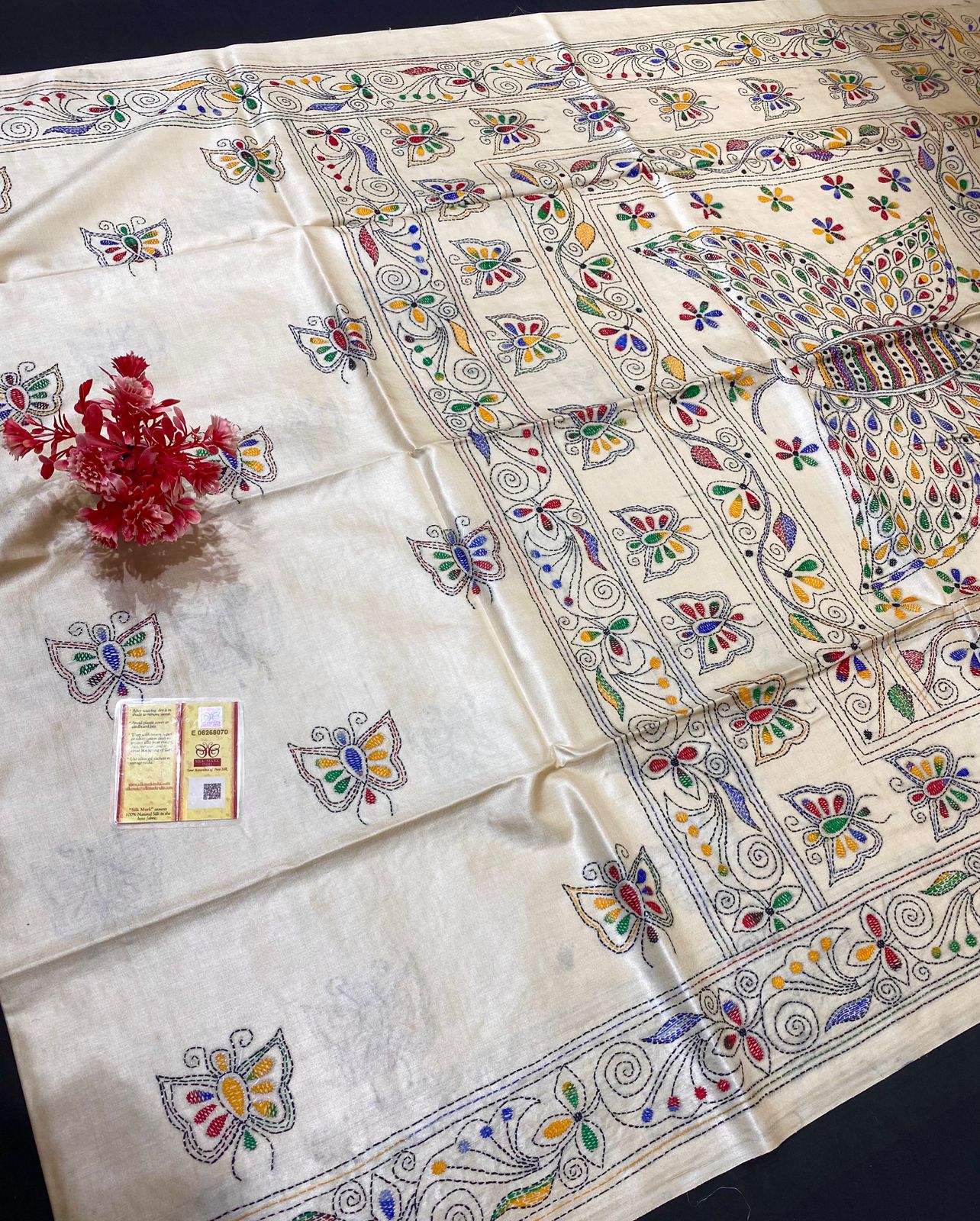 Pure Tussar Silk Katha Marwahi Saree