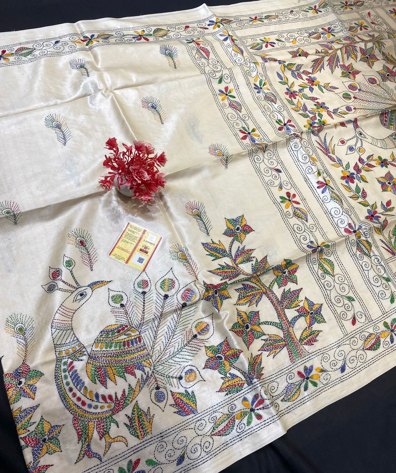Pure Tussar Silk Katha Marwahi Saree