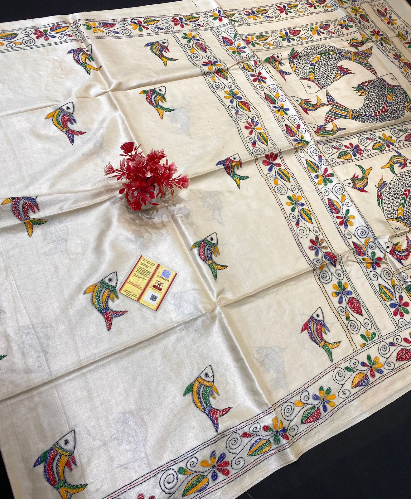 Pure Tussar Silk Katha Marwahi Saree