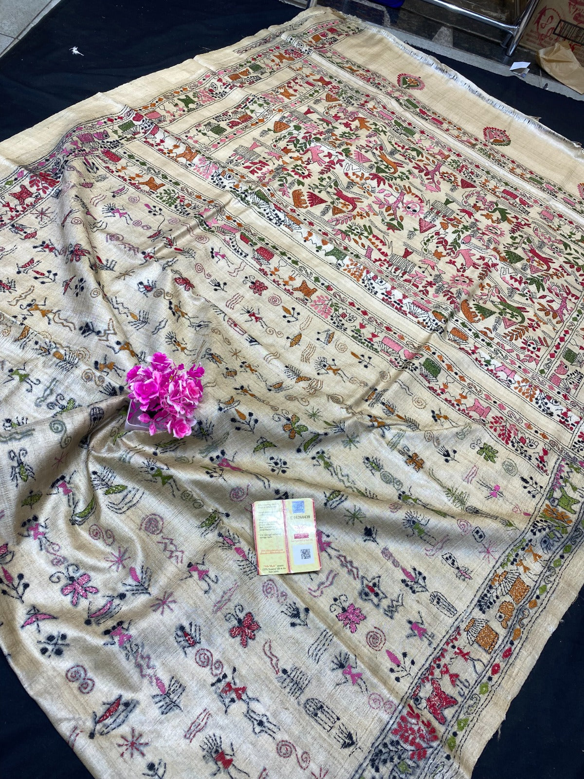 Pure Tussar Silk Katha Marwahi Saree