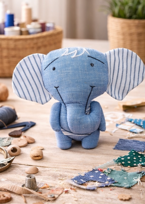 Handmade Fabric Elephant Doll Toy for Kids