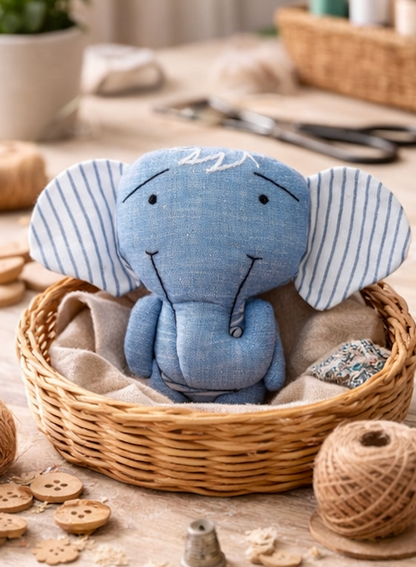 Handmade Fabric Elephant Doll Toy for Kids