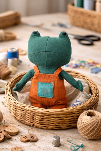 Handmade Fabric Frog Doll Toy for Kids