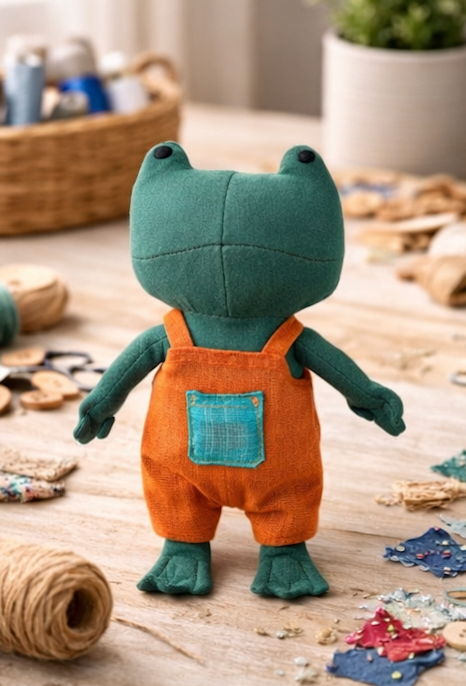 Handmade Fabric Frog Doll Toy for Kids