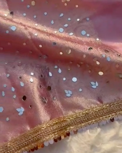 Blush Pink Hand-Dyed Pure Tissue Silk Saree