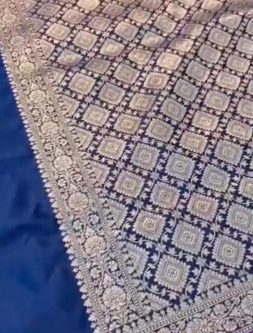 Blue Mashru Silk Saree with Rich Banarasi Zari Pallu