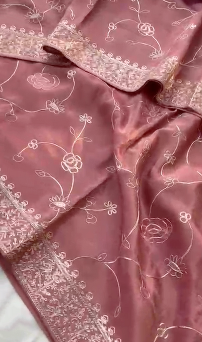 Muga Silk x Soft Tussar Silk Saree with Pittan Embroidery