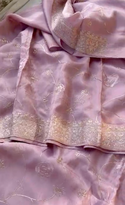 Muga Silk x Soft Tussar Silk Saree with Pittan Embroidery
