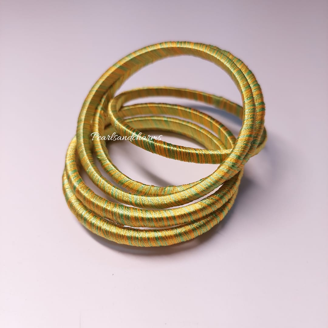 Triple Tone (10mm)Thread Bangles ( Set of 6)