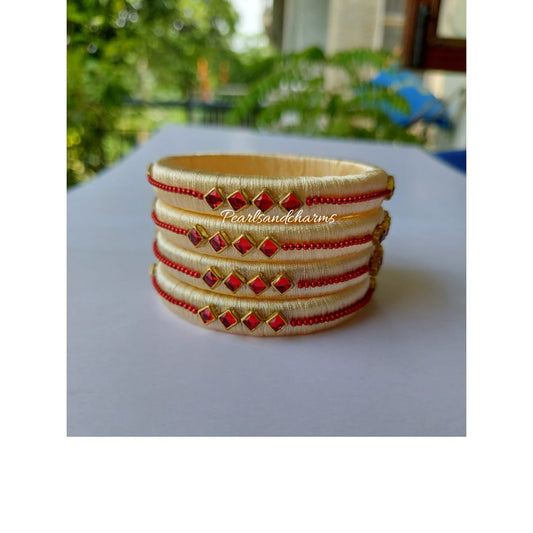 Golden 10 mm Silk Thread Bangles