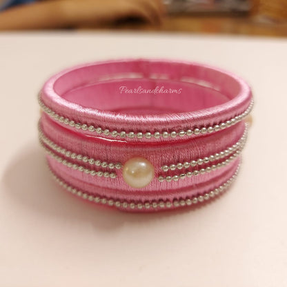 Pink Set Of  Thread Bangles