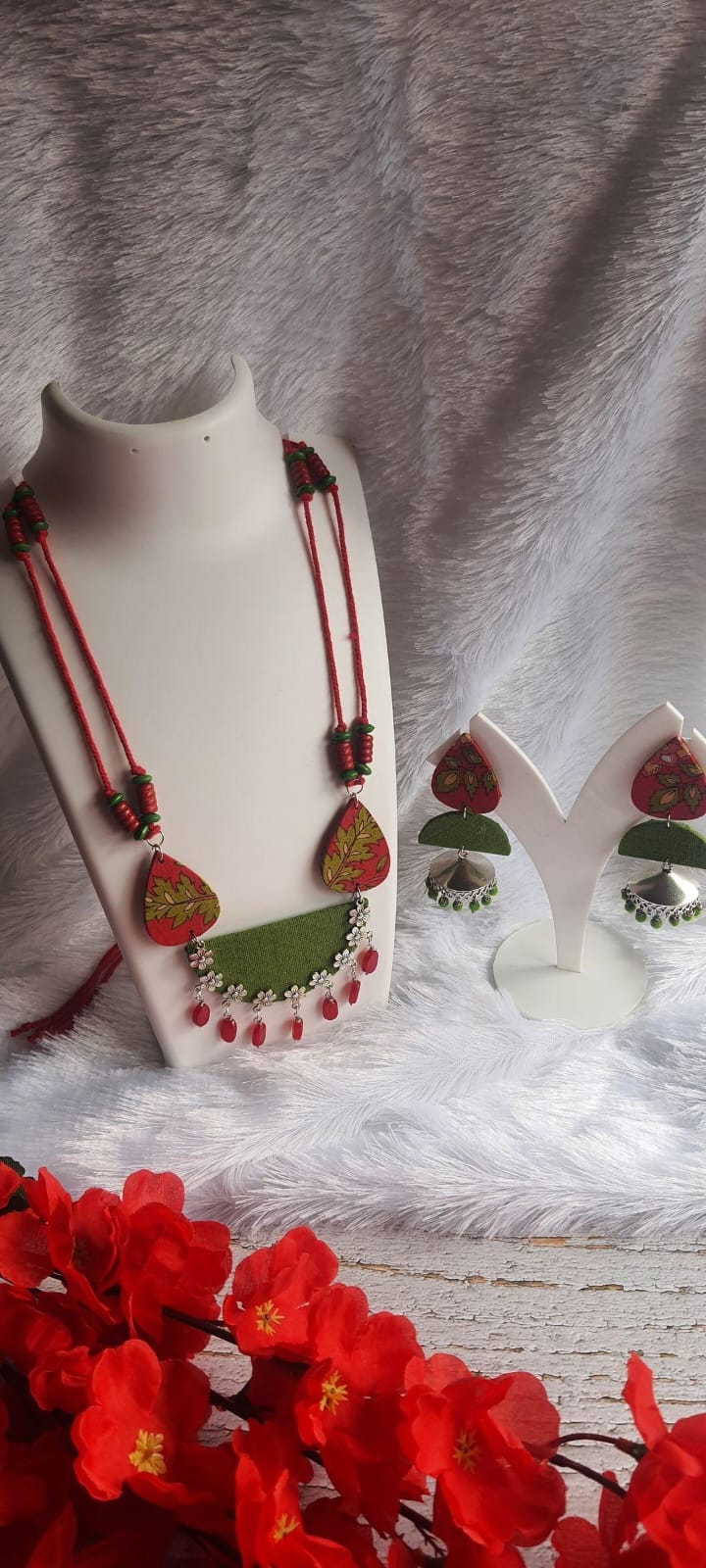 Fabric Flowery Jewellery Set