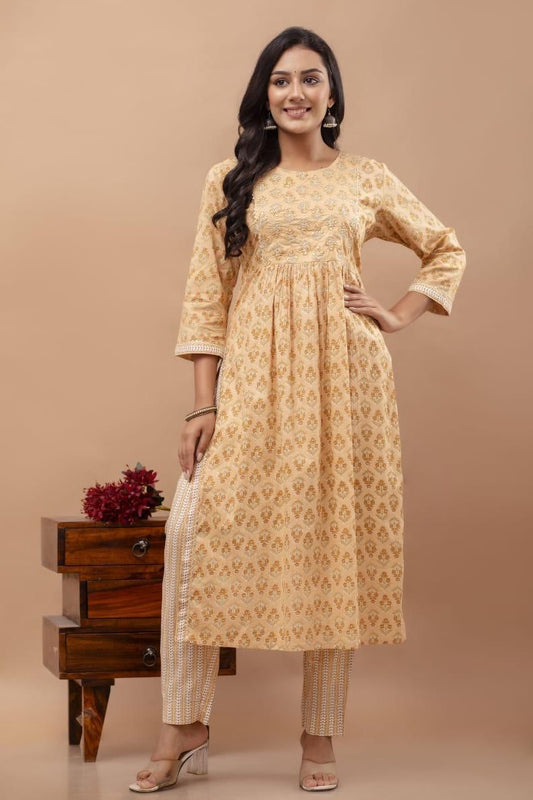 Yellow Nyra Cut Kurta and Pant Set