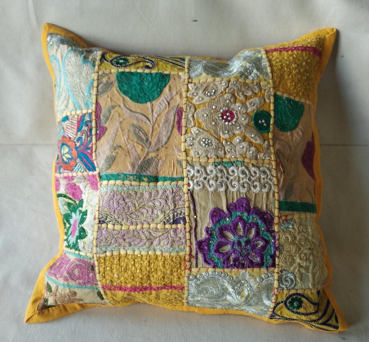 Handmade Vintage Style Kambadiya Work Cushion Cover