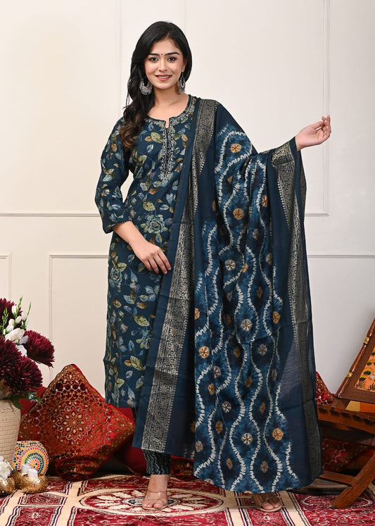 Musslin Silk Kurta and Pant with Dupatta