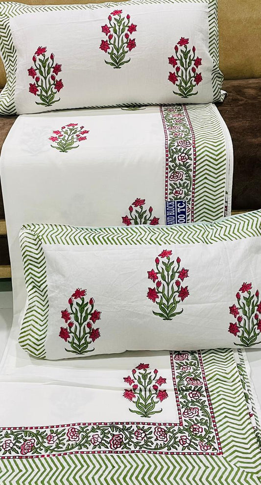 Handblock Print King Size  Double Bedsheet