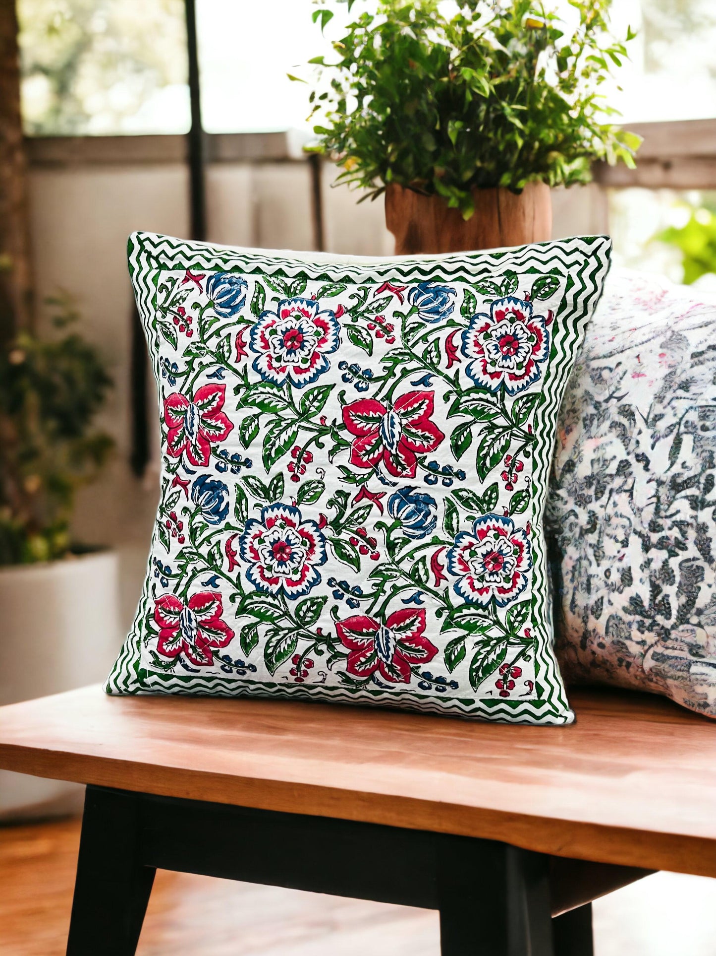 Pack of 5 Hand Block Print Quilted Cushion Covers