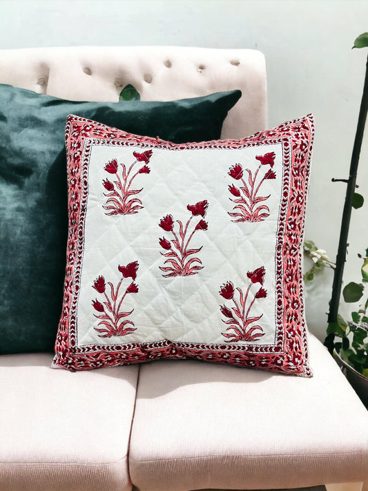 Pack of 5 Hand Block Print Quilted Cushion Covers