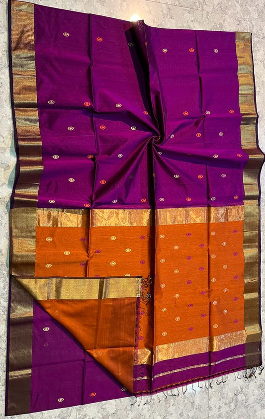 Handloom  Maheshwari Meena Buti  Saree