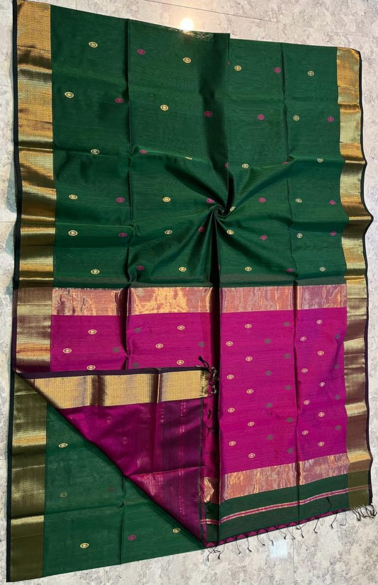 Handloom  Maheshwari Meena Buti  Saree