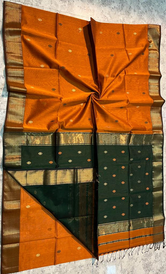 Handloom  Maheshwari Meena Buti  Saree