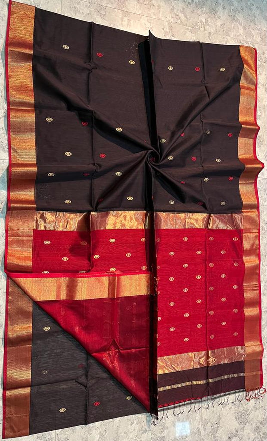 Handloom  Maheshwari Meena Buti  Saree