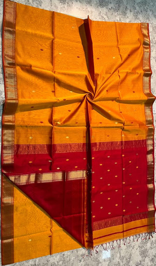 Handloom  Maheshwari Meena Buti  Saree