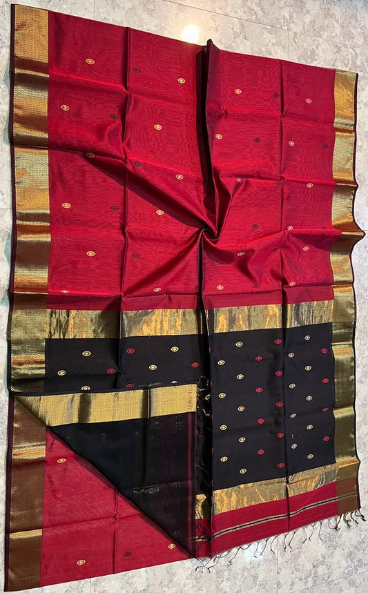 Handloom  Maheshwari Meena Buti  Saree