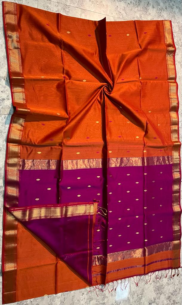 Handloom  Maheshwari Meena Buti  Saree