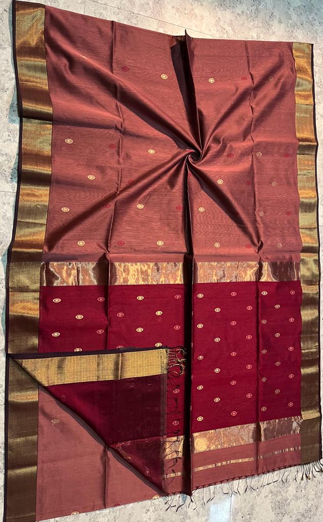 Handloom  Maheshwari Meena Buti  Saree