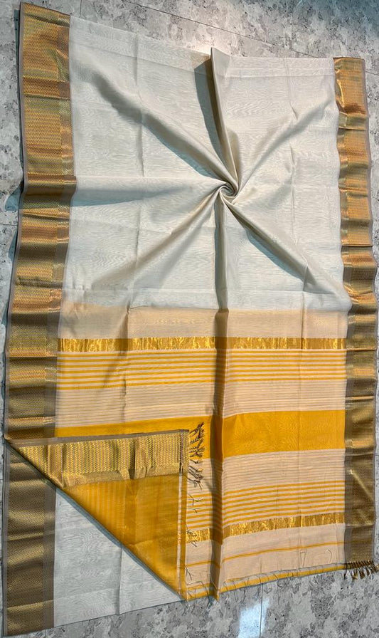 Handloom  Maheshwari Resham With Border Saree