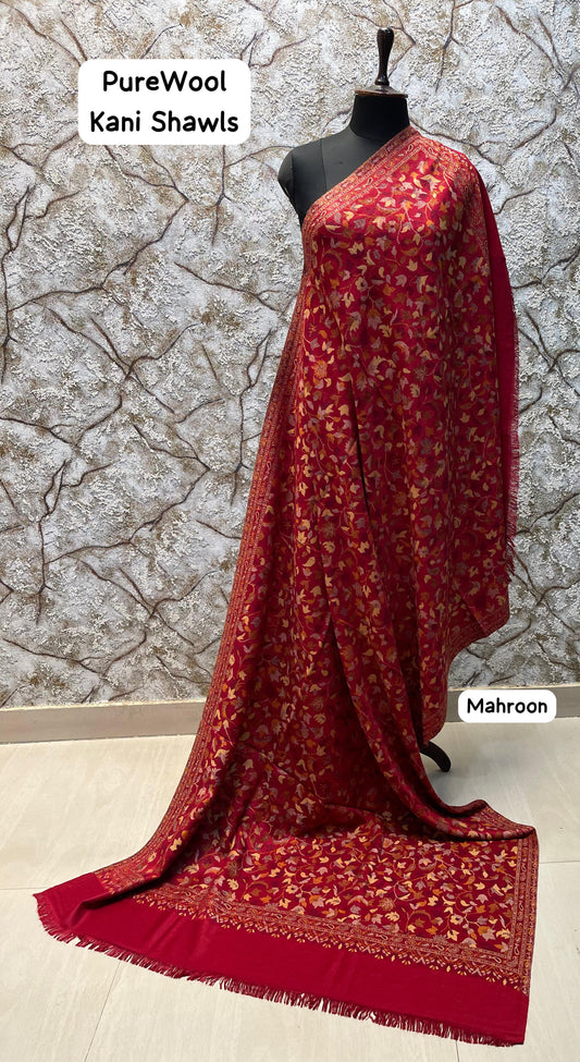 Pure Soft Wool Shawls in Kaani Jaal Weave