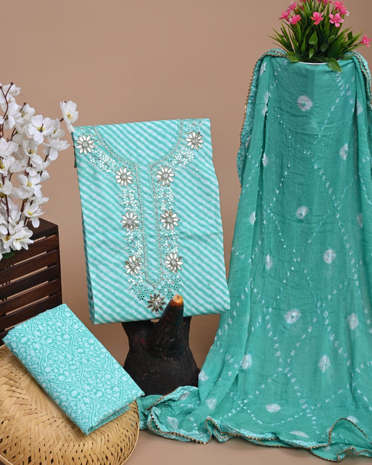 Cotton Suit Sets With Chiffon Dupatta