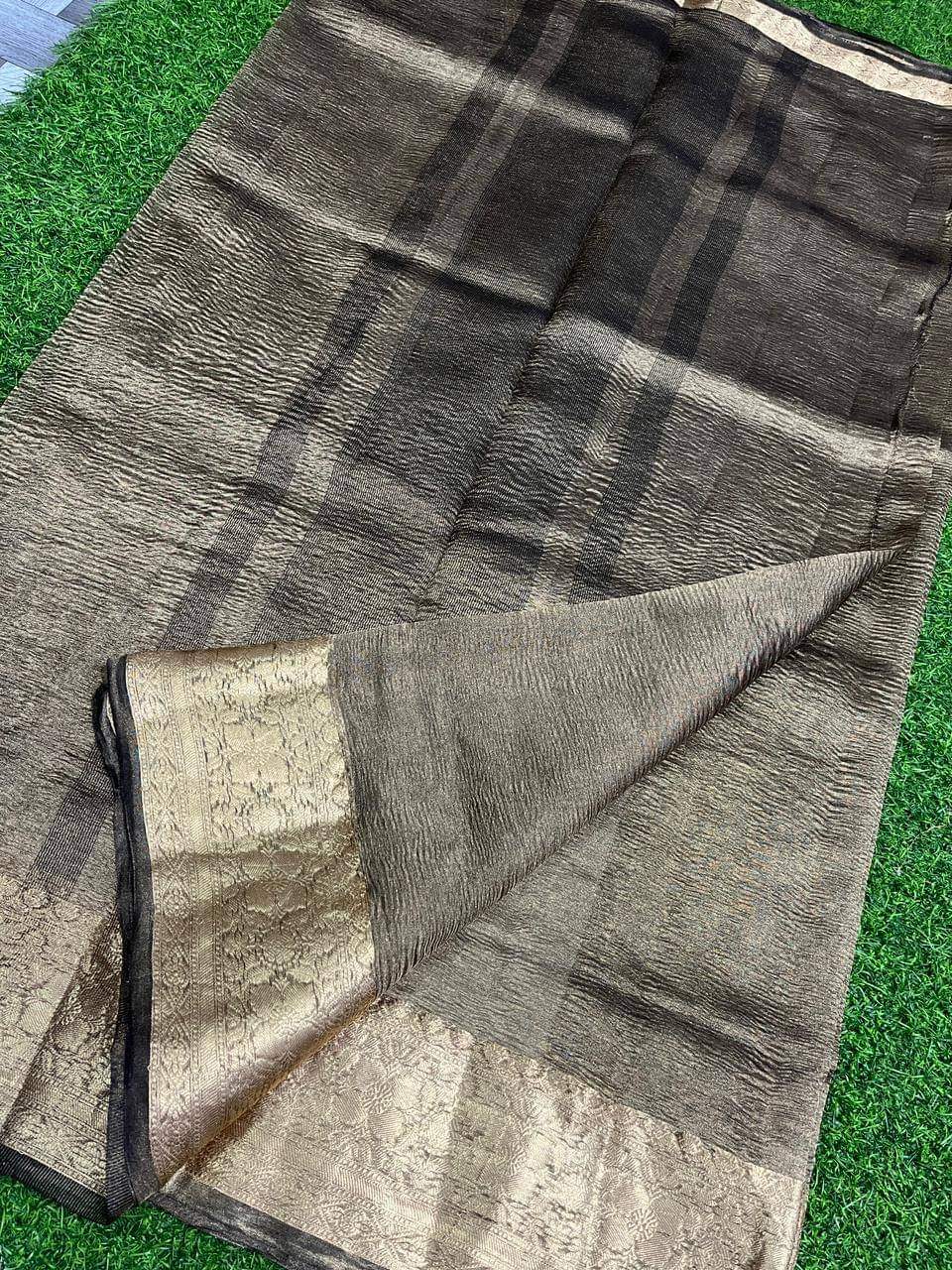 Banarsi Pure Kora Tissue Crush Saree