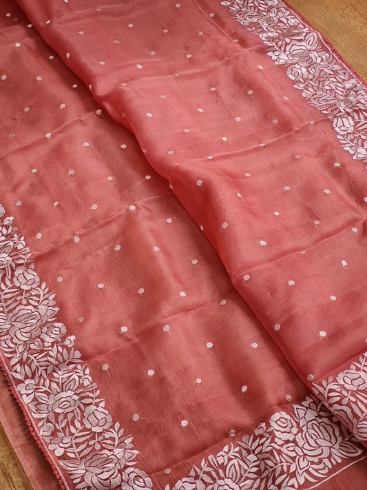 Banarsi Embroidered Organza Silk Saree