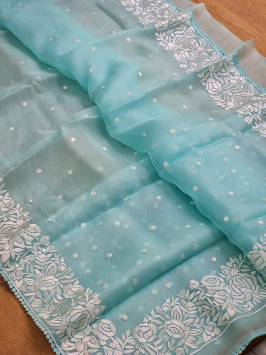 Banarsi Embroidered Organza Silk Saree