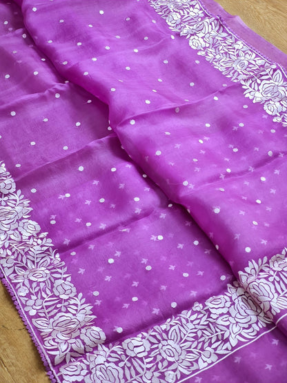 Banarsi Embroidered Organza Silk Saree