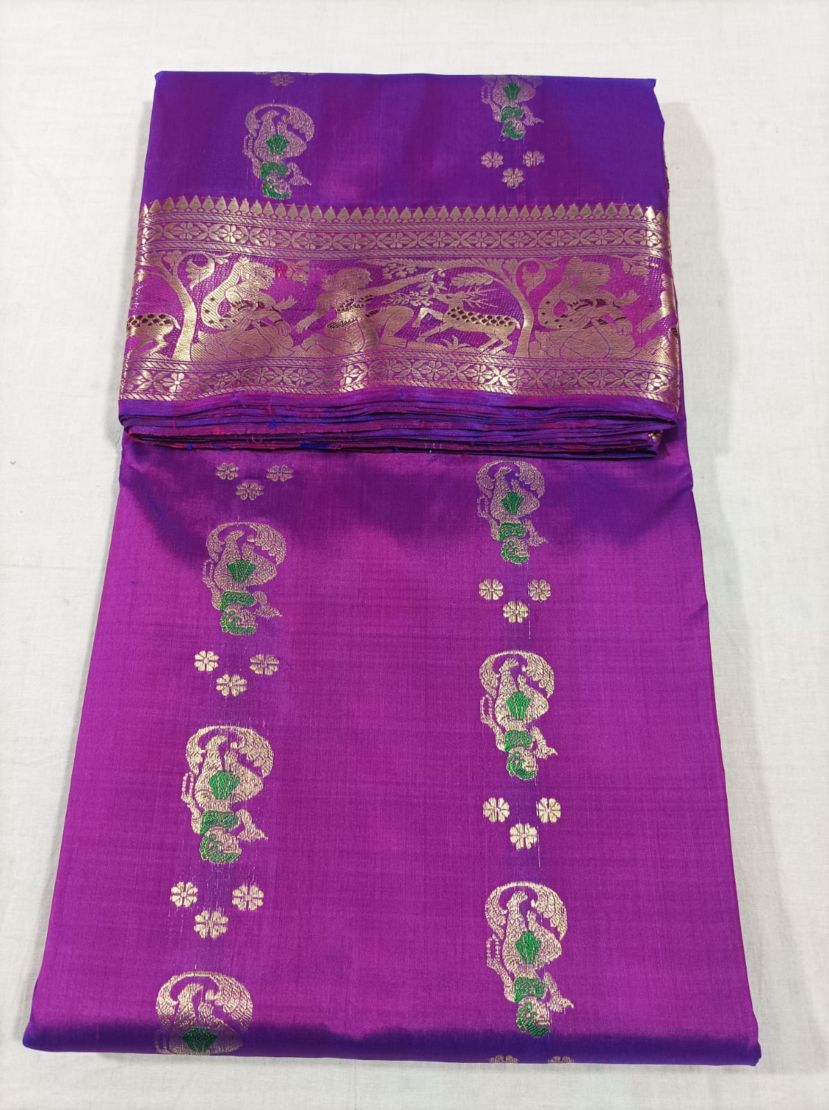 Bishnupuri Pure Silk Meenakari Swarnachari Saree