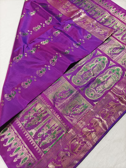 Bishnupuri Pure Silk Meenakari Swarnachari Saree