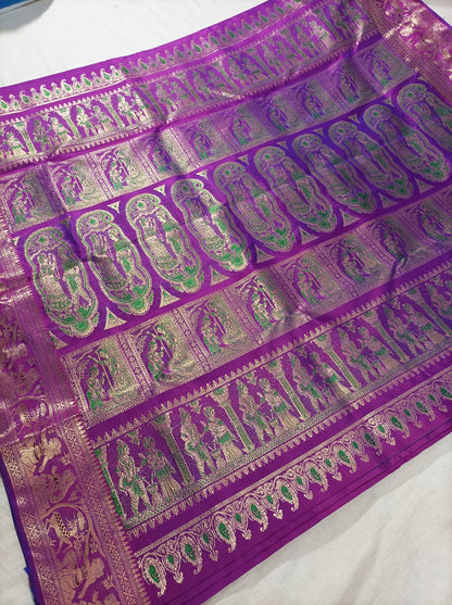 Bishnupuri Pure Silk Meenakari Swarnachari Saree