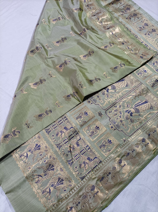 Bishnupuri Pure Silk Meenakari Swarnachari Saree