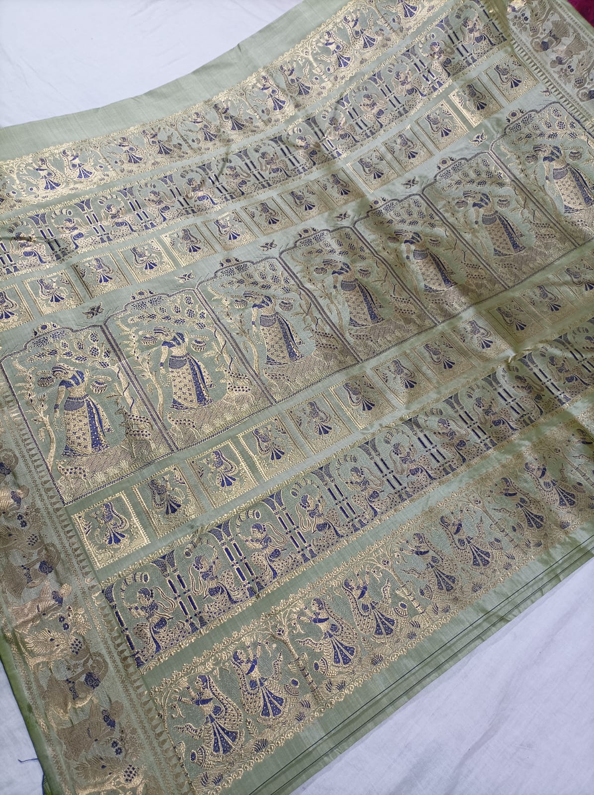 Bishnupuri Pure Silk Meenakari Swarnachari Saree