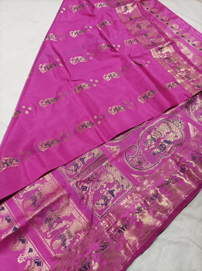 Bishnupuri Pure Silk Meenakari Swarnachari Saree