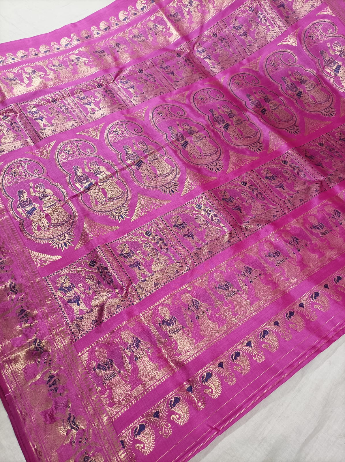 Bishnupuri Pure Silk Meenakari Swarnachari Saree