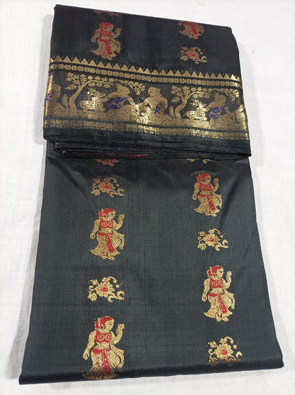 Bishnupuri Pure Silk Meenakari Swarnachari Saree